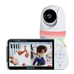 Babysense 5.5” 1080p Full HD Split-Screen Baby Monitor, Video Baby Monitor with Camera and Audio, PTZ Camera, RGB Night Light, 300m Range, Two-Way Audio, 4x Zoom, 5000mAh Battery