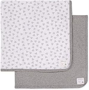 Burt's Bees Baby - Blankets, Set of 2, 100% Organic Cotton Swaddle, Stroller, Receiving Blankets (Heather Grey Solid + Honeybee Print), 29x29 Inch (Pack of 2)