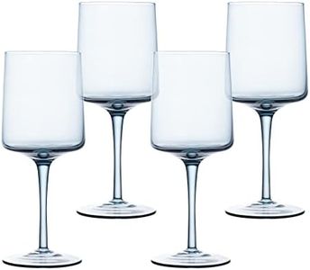 Navaris Blue Tinted Wine Glasses - Set of 4 - Coloured Wine Glasses with Stems - Stylish Design Glassware for Serving Wine, Cocktails, Dessert