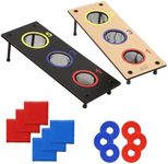 Taylor & Brown 2-in-1 Wooden Bean Bag Toss and Washer Pitch Set | Reversible Board | with 6 Bean Bags & 6 Washers | Outdoor Throwing Game | Family Fun Game