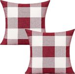 VAKADO Christmas Red White Throw Pillow Covers Cushion Farmhouse Buffalo Plaids Decorative Retro Check Home Decor Cases for Sofa Couch Bedroom Car 18x18 Inch Pack of 2