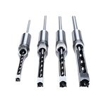 KUNTEC 4Pcs Square Hole Drill Bits Woodworking Mortising Chisel Drill Bit 1/4 inch, 5/16 inch, 3/8 inch, 1/2 inch