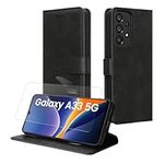 kwmobile PU Faux Leather Case Compatible with Samsung Galaxy A33 5G - Wallet Case with Screen and RFID protection - Black