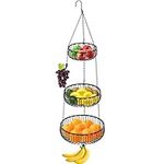 SimpleHouseware Hanging Oblate Fruit Basket, Black