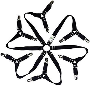 Auivguiv Toweter Adjustable Elastic Fitted Sheet Straps,Crisscross Bed Sheet Fasteners Suspenders,Fit Round and Square Mattresses (Black)