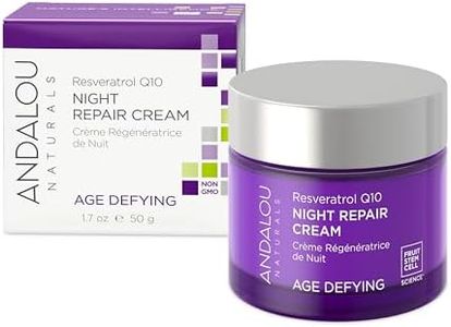 Andalou Naturals Resveratrol Q10 Night Repair Cream, For Dry Skin, Fine Lines & Wrinkles, For Softer, Smoother, Younger Looking Skin, 1.7 Ounce