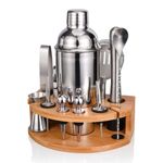 Arabest Cocktail Shaker Set, 12 Pcs Bartender Kit for Drink Mixing, Stainless Steel Bar Tools with Bamboo Stand, Perfect Home Bar Tool Set and Professional Martini Bartender Set (750ml)