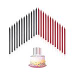 24 PCS Birthday Candles for Cakes, Cake Sparklers with Holders, 13.5CM Long Cake Candles, for Baby Birthday Wedding Party Decoration, Birthday Cake Candles (Red & Black)