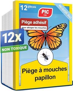 PIC Piège Anti Mouche Fenetre – 12x Attrape Mouche Interieur Fenêtres, Piege Moucherons Interieur avec Design Papillon, Autocollant Anti Mouche pour fenêtre avec Une durée allant jusqu'à 6 Mois