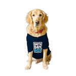 Ruse Basic Crew Neck Birthday Boy-2" Printed Half Sleeves/Apparel/Clothes/T-Shirt Gift for Dogs.Colour-Navy//Large (Full Grown Desi/Stray, Doberman etc.)