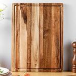 Wood Cutting Board,James.F Thick Acacia Wooden Cutting Board with Juice Groove, Reversible Charcuterie Serving Board for Kitchen, Large Chopping Board for Meat Bread Cheese (15.74 x 11.81 x 0.71in)