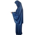 Prayer Set Two Piece (Headscarf + Skirt) One Size Pull on Khimar Stretchy Lycra Ideal Everyday/Home/Work/Travel/Hajj/Umrah/Mosque/Madrassa/Ramadan/Eid/Gift (Blue)