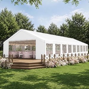 Binplax Party Tent 20x60 Canopy Heavy Duty, Waterproof Outdoor Event Tent with Removable Sidewalls & Roll-Up Door, Portable Carport for Wedding, BBQ, Camping, Birthday Party