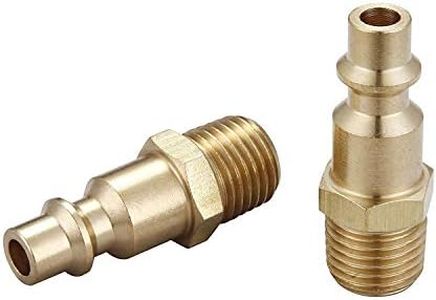 T TANYA HARDWARE Air Hose Fittings And Air Coupler Plug, Air Compressor Quick-Connect MNPT Male Plug Kit (Industrial Type D, 1/4-Inch NPT Male Thread, Solid Brass, 2 Piece)