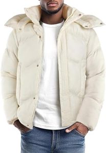 GINGTTO Mens Winter Down Jackets with Hood Rain Puffy Coats for Men Travel Puffer Outerwear White XXL