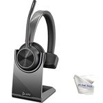 Poly Voyager 4310 - UC Wireless Bluetooth Mono Headset (USB-A) with Charge Stand - Bundled with Global Teck Microfiber Cloth - Compatible with Deskphone, PC/Mac, Works with Zoom, RingCentral, Vonage