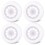 STAR-SPANGLED Dimmable Push Tap Lights, Stick on LED Touch Puck Lights AA Battery Operated, Press Spot Lights Indoor for Cupboard, Wardrobe, Cabinet, Closet, Kitchen (3.1inch, 3 Color Modes, 4 Pack)