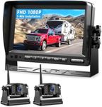 Magnetic Wireless Reversing Camera Kit, Dual Camera, 1 Min Installation, 9600mAh Rechargeable Camera, 7" HD 1080P Monitor & Support 4 Split Screen, Lower Consumption for RV Trailer Truck Camper