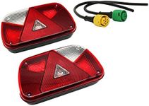 ETUKER Trailer Tail Lights Kit Trailer Rear Lamp,12V Universal Trailer Waterproof Trailer Tail Light Kit, With 2pcs 30cm Long 6 Core Cable Pulg, For Caravan/Truck/Trailer/Tail Lamp (1Pair-KIT B)