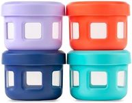 Ello Reusable Condiment Containers 4oz each with Screw-on Leak Proof Lid 4 Pack | Perfect for Salad Dressing Sauce Dips Lunchbox Picnic Travel Bento Box | BPA-Free | Dishwasher Safe | Fruit Cobbler