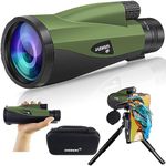 Andmars Zoom 10-30x60 High Power HD Monocular for Adults. Waterproof Telescope with Leather case, Metal Body, Phone Adapter and Tripod. FMC Coated & BAK4 Prism. for Birding Hiking Hunting (Green)