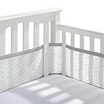 BreathableBaby Breathable Mesh Crib Liner – Classic Collection – Gray Chevron – Fits Full-Size Four-Sided Slatted and Solid Back Cribs – Anti-Bumper