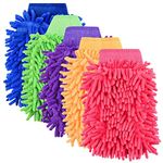 LASLU 5 Pieces Car Wash Mitt Microfiber Chenille Microfiber Wash Glove Double Sided Scratch-Free Wash Mitt for Car Cleaning