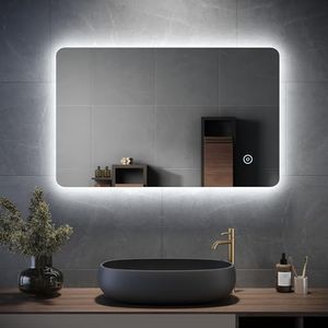 ELEGANT 800 x 500mm Backlit LED Illuminated Bathroom Mirror with Light Sensor + Demister