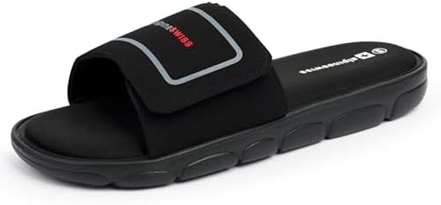 Alpine Swiss Gabe Mens Memory Foam Slide Sandals Adjustable Comfort Athletic Slide Black 11 M US