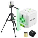 Firecore Self Leveling Laser Level, 82ft Green Beam Horizontal and Vertical Cross Line Laser with 25" Lightweight Aluminum Tripod for Picture Hanging DIY Application, Carry Pouch & Battery Included