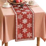 ISAENNE Designer Luxury Velvet Table Runner 102 Inches, Vintage Snowflake Pattern Table Runners for Dining Tables, Decoration for Thanksgiving,Parties,Christmas,Banquet,New Year,12"x102"