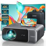 [Auto Focus/Keystone] Projector 4K with WiFi-6 and Bluetooth 5.2, 600 ANSI Native 1080P Outdoor Projector, YABER V9 Portable Projector Auto 6D Keystone 50% Zoom, Home Projector for iOS/TV Stick/PC/PS5