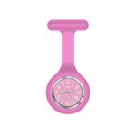 Nurse Watch Brooch, Silicone with Pin/Clip, Glow in Dark Design, Health Care Nurse Doctor Paramedic Medical Brooch Fob Watch (Pink)