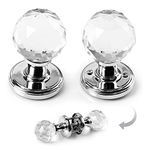 RAINZIN A Pair of 65mm Clear Crystal Glass Door Knobs Extra Large Kitchen Door Handle Bedroom Pull Handle with Screw Set Home Hardware