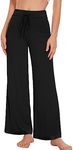 WiWi Pajama Pants for Women Plus Size Pajamas Bottoms Wide Leg Lounge Soft Pj Sweatpants-Viscose Made from Bamboo S-4X, B-solid Black, X-Large