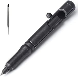 Cool Hand 5.1'' Bolt Action Tactical Pen, Cannon Style Stylus w/Clip & Glass Breaker, Black Stone Wash Finished 303 Stainless Steel, Ballpoint Ink Refillable, EDC Writting Pen
