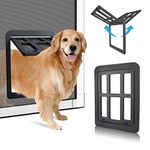 PETLESO Large Dog Door for Screen Door, Pet Screen Door for Large Dog Pet Door with Magnetic Flap Lockable Door Insert for Sliding Door, Black Large 11"x 13"