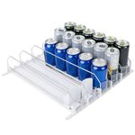 Qloztyse Drink Organizer for Fridge - Self Pushing Glide Refrigerator Drink Organizer, Adjustable Width Soda Dispenser Spring Loaded Beverage Storage, 5 Row