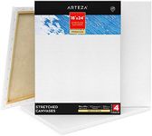 ARTEZA Premium Stretched Canvas, 18 x 24 Inches, Pack of 4, Blank White Canvas Boards for Acrylic, Oil and Gouache Painting