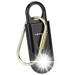 130dB Personal Safety Alarm Strobe Light. Loud Sound SOS Emergency Alerts with Carabiner. Self Defense Keychain Siren for Women, Elderly, Children, Night Runners, Hiking. Bear Alarm Deterrent. Black