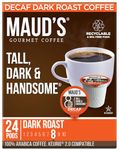 Maud's Decaf Dark Roast Coffee Pods, 24 ct | Decaffeinated Tall, Dark & Handsome Blend | 100% Arabica Dark Roast Coffee | Solar Energy Produced Recyclable Pods Compatible with Keurig K Cups Maker