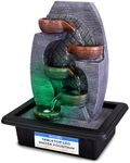 SereneLife LED Tabletop Water Fountain - Zen Indoor Cascade for Desk, Home, Office - Perfect Housewarming, Christmas, or Birthday Gift - Relaxing Decor for Living Room, Bedroom, Coffee Table, Shelf