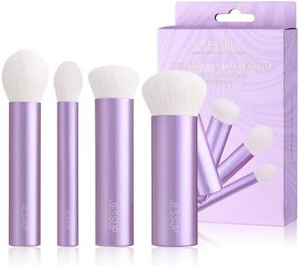 Jessup Makeup Brushes Set 4pcs Face Kabuki Brush for Foundation Contour Powder Blush Bronzer and Highlighter, Premium Synthetic Fiber Cruelty-Free, Luxury Purple T517