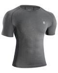 Runhit Men's Compression Shirts Short Sleeve Athletic Workout T-Shirt Quick Dry Cool Undershirt Base Layer Tops Grey M