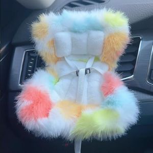 SwiftServ Doll Car Seat for 17cm Dolls with Air Vent Clip and Desktop Stand, Cute and Functional Car Ornament for Blind Box Doll Fans, Collectors (Rainbow Macarons)