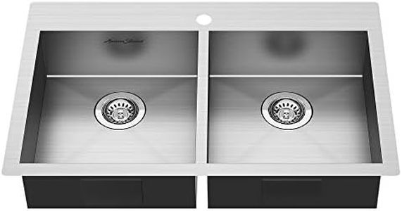 American Standard 18DB6332211.075 Edgewater 33" x 22" ADA Double Bowl Stainless Steel Kitchen Sink,