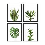 HAUS AND HUES Plant Wall Art - Set of 4 Plant Pictures Wall Art and Green Wall Art Collection, Botanical Prints, Sage Green Leaves Paintings For Wall, Minimalist Wall Art (11x14, Unframed)