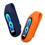 kwmobile 2x Clip Holders Compatible with Xiaomi Mi Band 10/9 / 8 - Clip-On Holder Replacement Set - Dark Blue/Orange