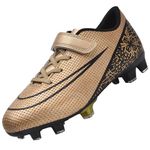 VLOOKST Boys' Football Boots Astro Turf Trainers Kids Girls Spikes Football Shoes Junior Cleats Soccer Shoes Outdoor Athletic Sport Football Trainers Gold 13UK