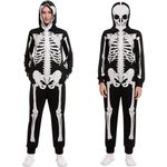 Spooktacular Creations Skeleton jumpsuit Pajama Jumpsuit for Adult Women Halloween Costume, Trick or Treat, Themed Party (M)